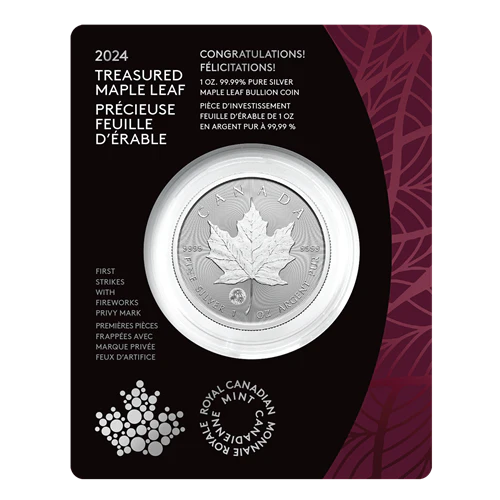 2024 1oz Silver Coin – Treasured Silver Maple Leaf First Strikes: Congratulations Privy Mark