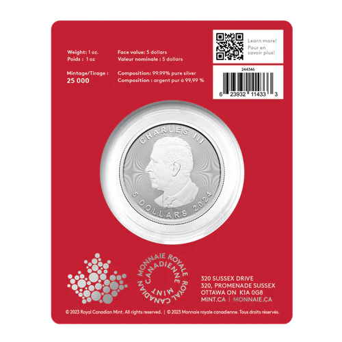 2024 1oz Silver Coin – Treasured Silver Maple Leaf First Strikes: Year of the Dragon Privy Mark - Image 2