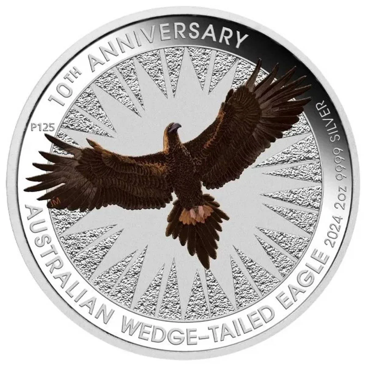 2024 $2 Australian Wedge Tailed Eagle 10th Anniversary - 2oz Silver Coloured Coin NGC MS70 w/Mercanti-Signed Flag Label - Image 2