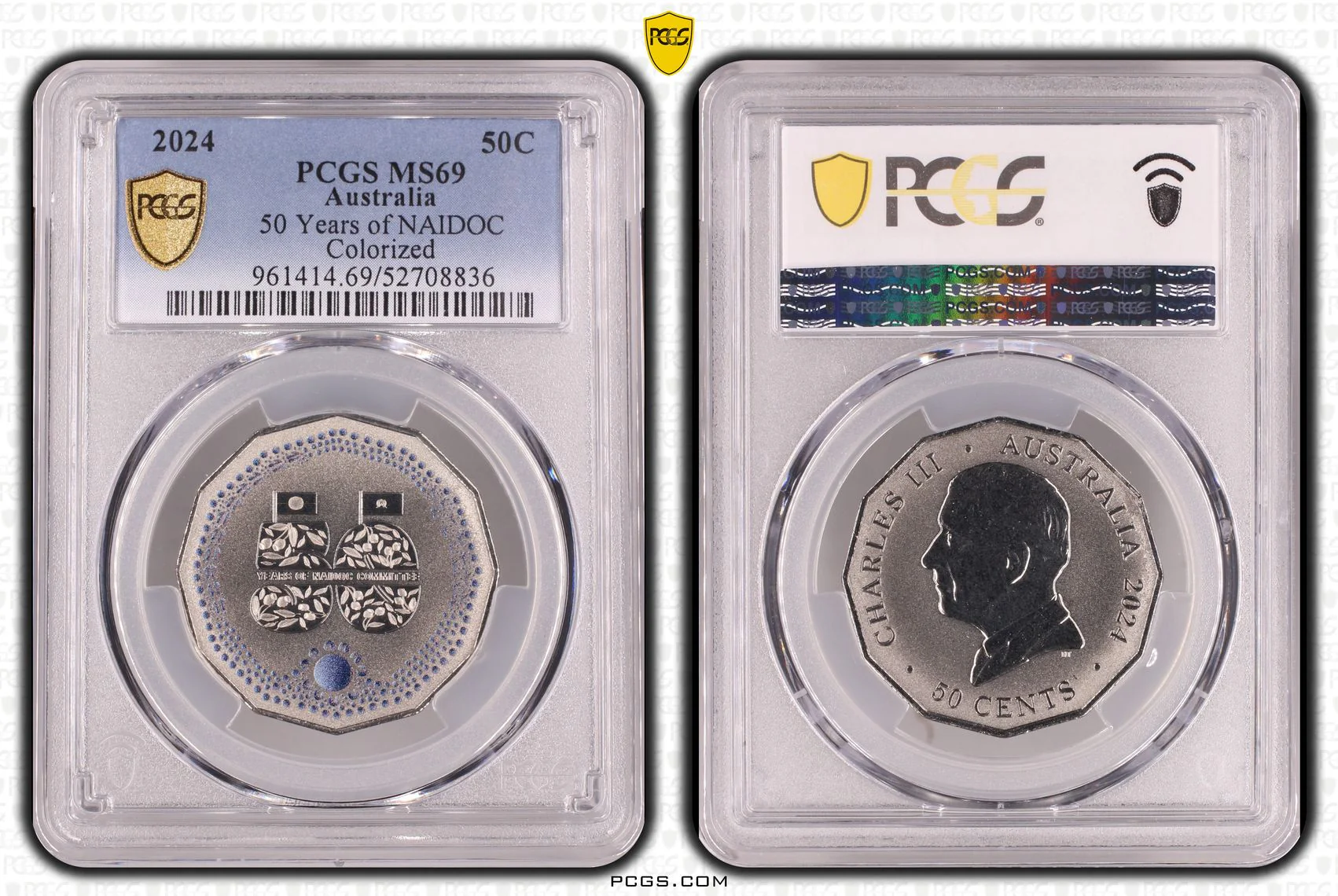 2024 50th Anniversary NAIDOC 50c Coloured Coin MS69