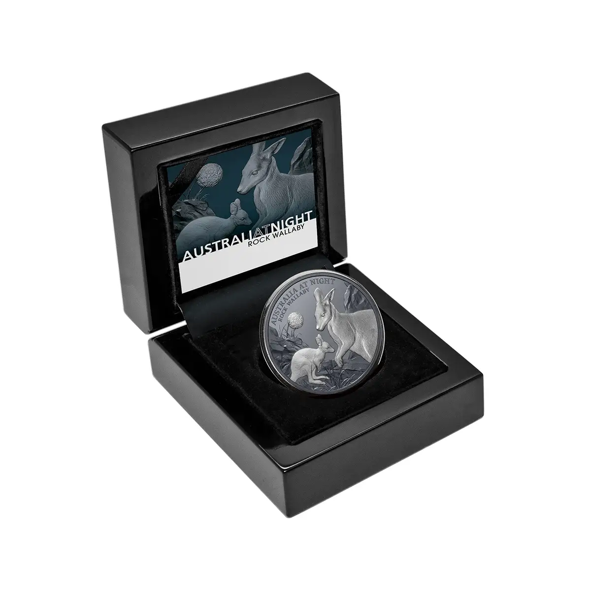 2024 Australia at Night Rock Wallaby $1 1oz Silver Black Proof Coin - Image 3