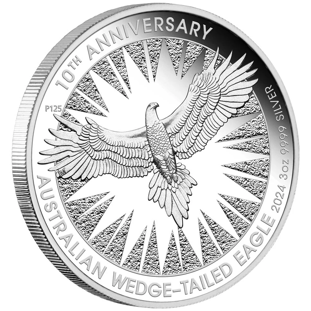 2024 Australian Wedge-tailed Eagle 10th Anniversary 3oz Silver Proof Coin COA# 5000/5000