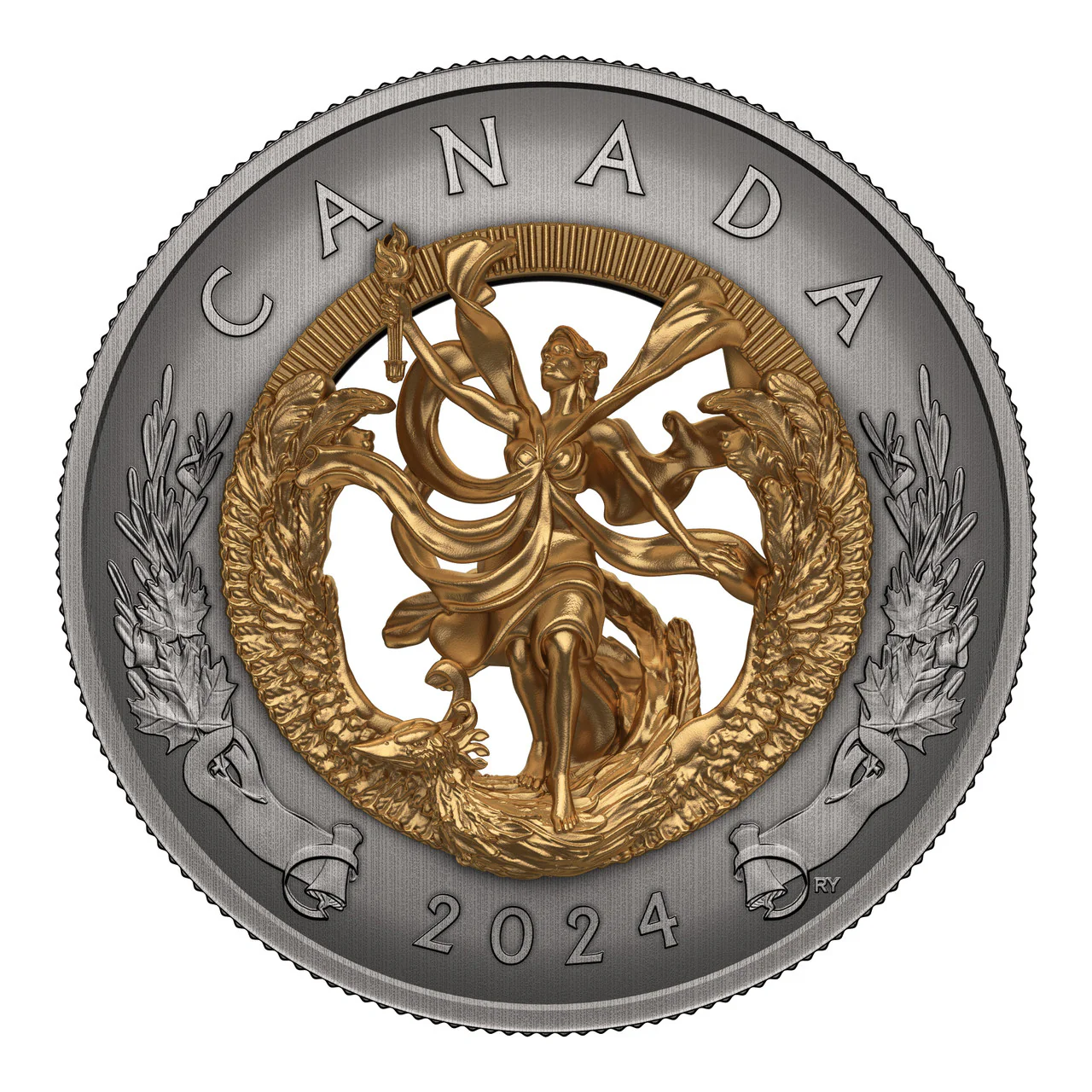2024 Canada $50 Fine Silver Coin - Allegory of Freedom - Image 2