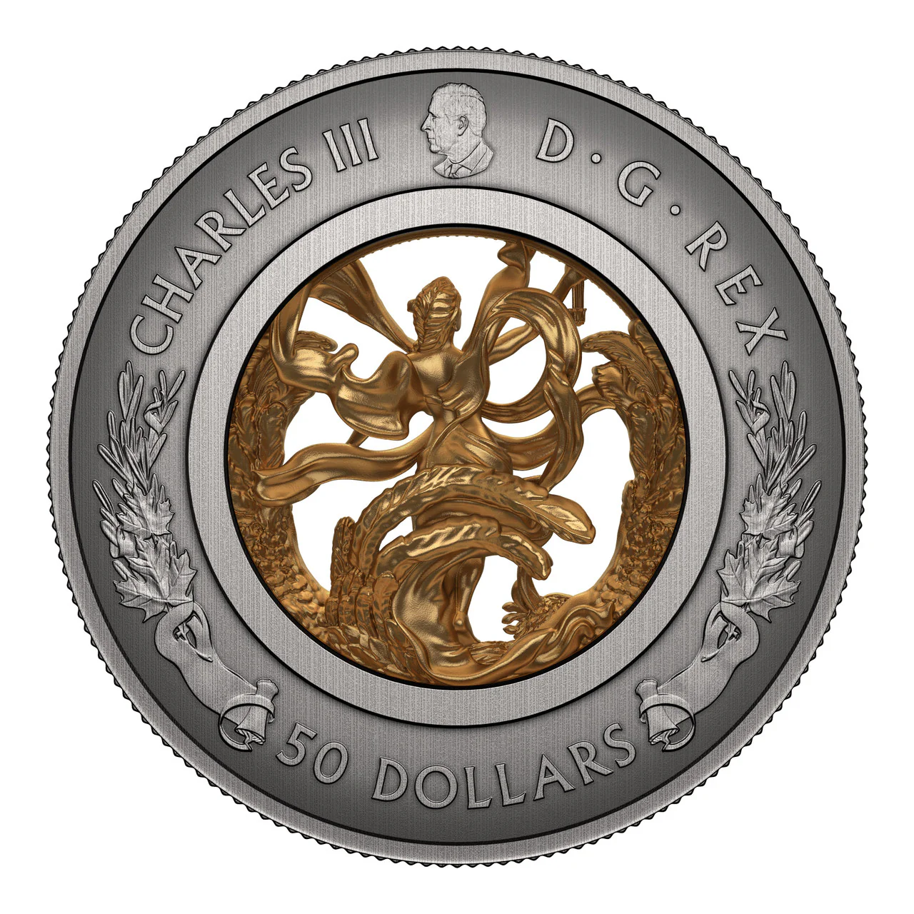 2024 Canada $50 Fine Silver Coin - Allegory of Freedom - Image 3