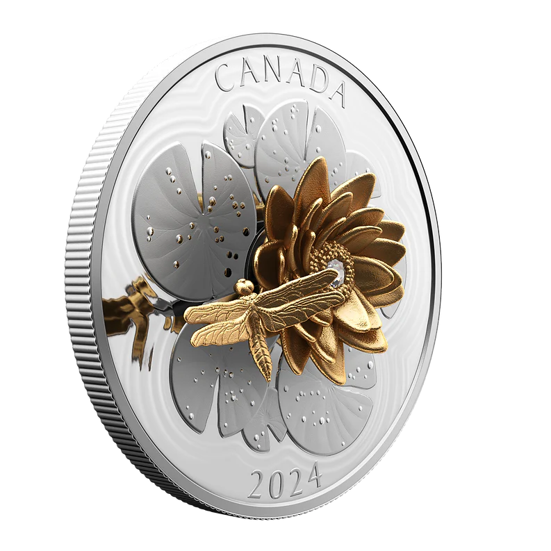 2024 Canada $50 Fine Silver Coin - The Dragonfly and the Bloom - Image 2