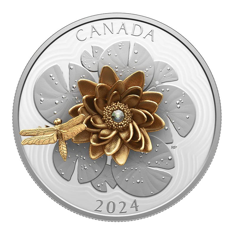 2024 Canada $50 Fine Silver Coin - The Dragonfly and the Bloom - Image 3