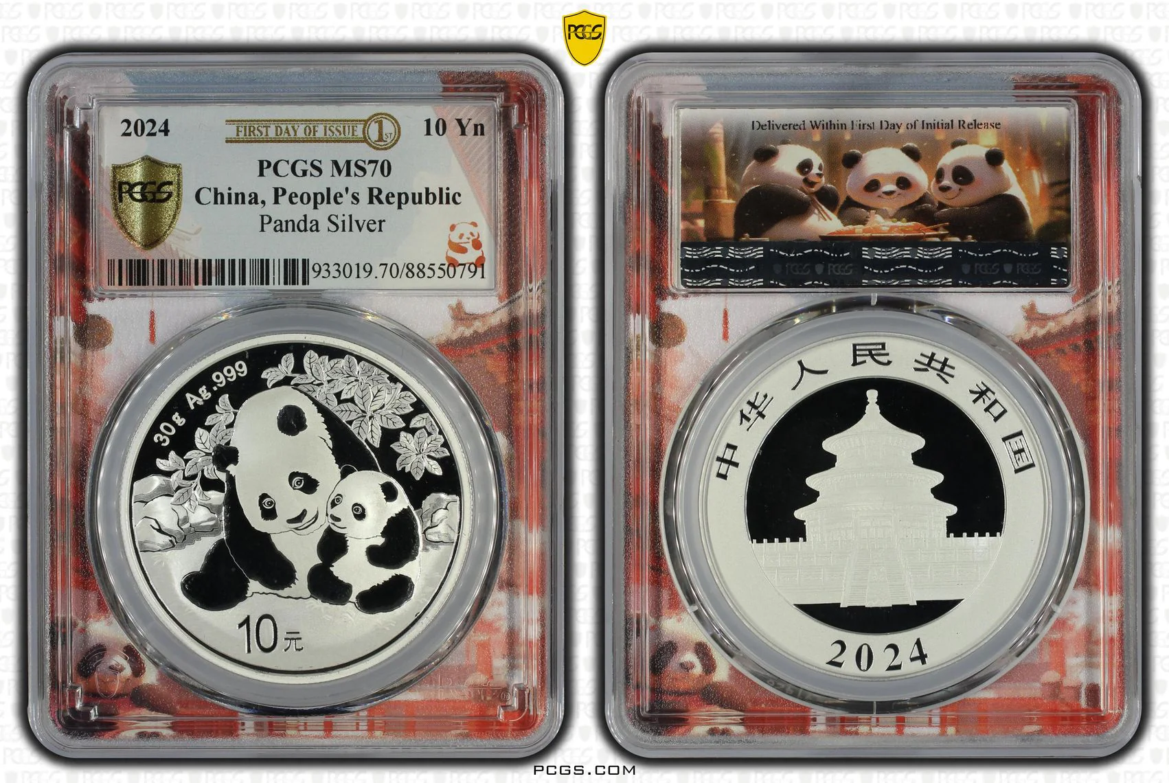 2024 China 10 Yuan 30 gram Silver Panda Coin MS70 First Release