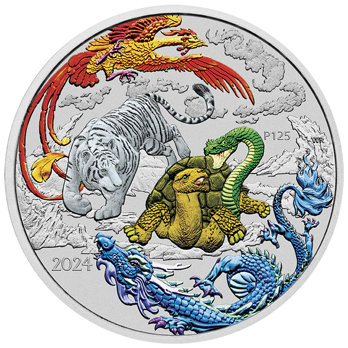 2024 Chinese Myth and Legends - Four Guardians “HONG” 1oz Silver Coloured Coin in Card - Image 2