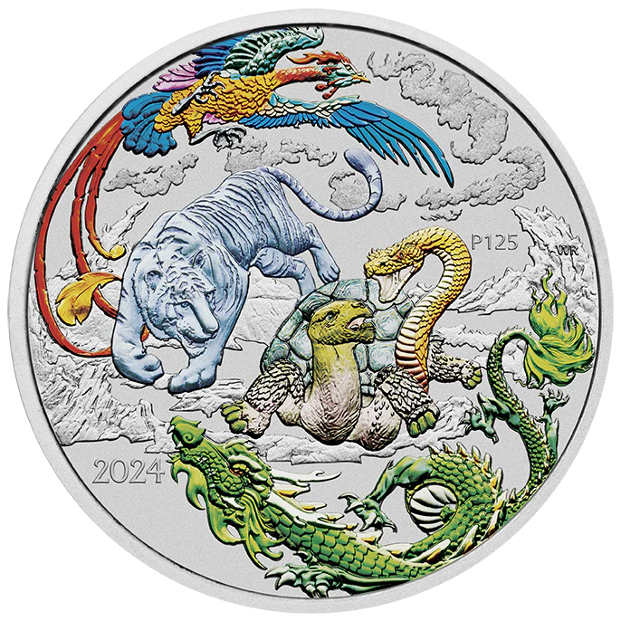 2024 Chinese Myth and Legends - Four Guardians “LAN” 1oz Silver Coin in Card - Image 2