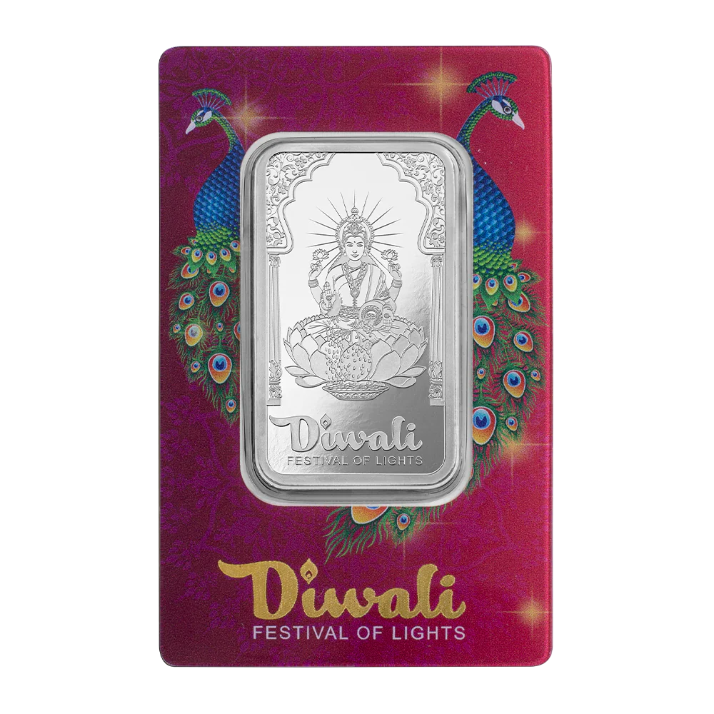 2024 Diwali - Lakshmi & Peacocks 1oz Pure Silver Bar