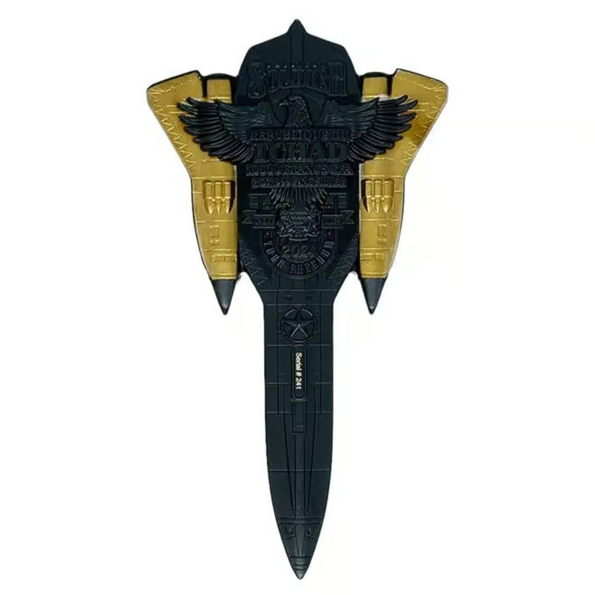 2024 Fighter Jet 2oz Fine Silver Black & Gold Gilded Coin