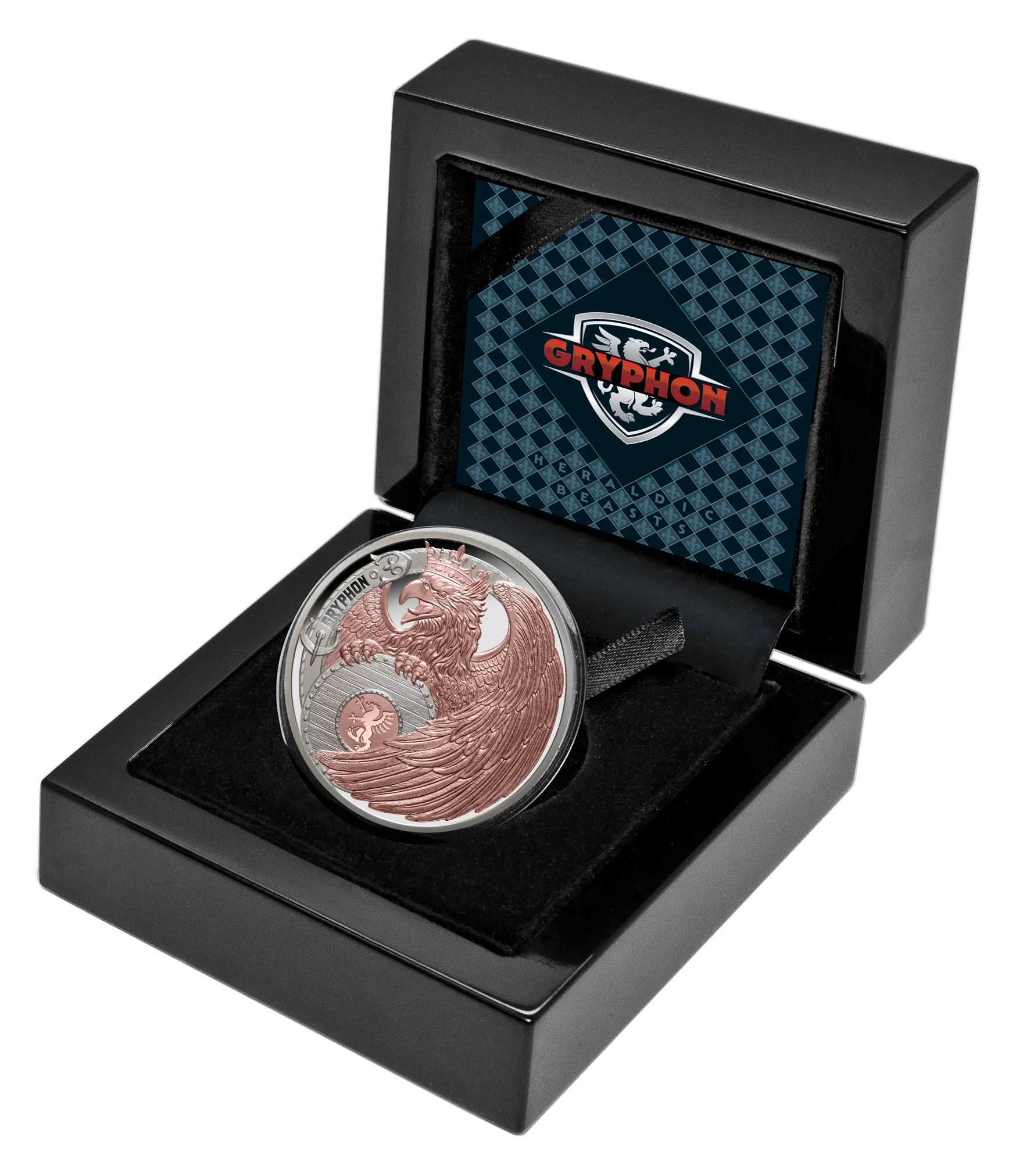 2024 Heraldic Beasts - Gryphon 1oz Silver Rose Gold Plated Proof Coin - Image 5