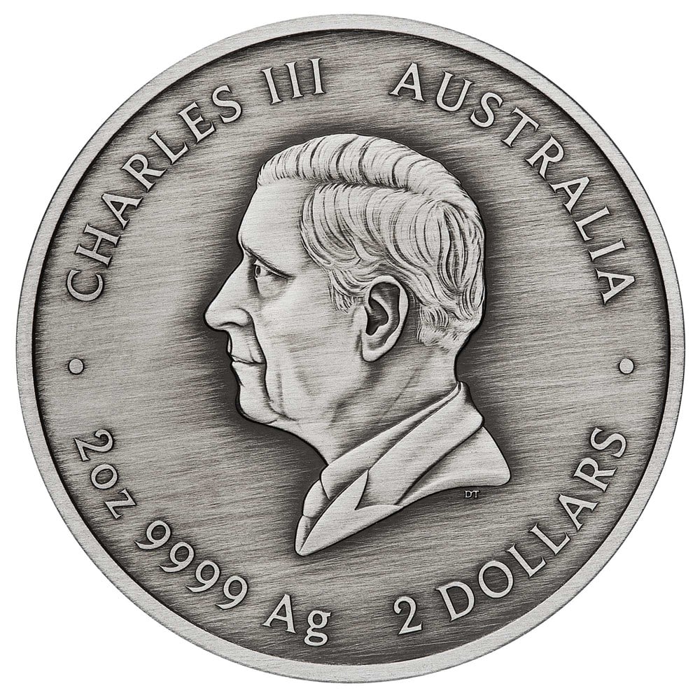 2024 Kookaburra Kaa-Kaa 2oz Silver Antiqued Coloured Coin - Image 2