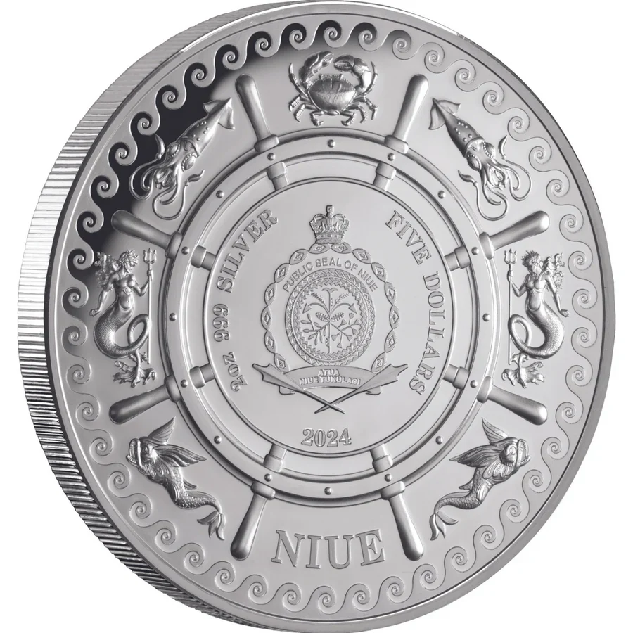 2024 Sea Serpent $5 2oz Silver Proof Coin - Image 2