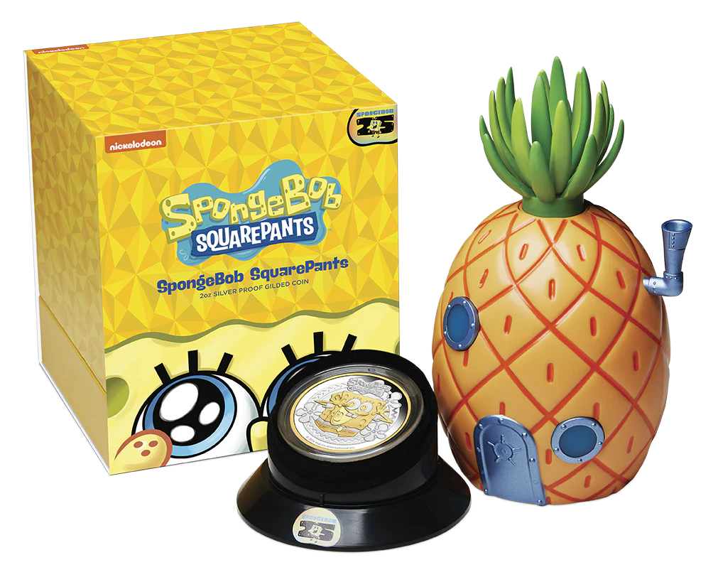 2024 Spongebob Squarepants 2oz Silver Proof Gilded Coin