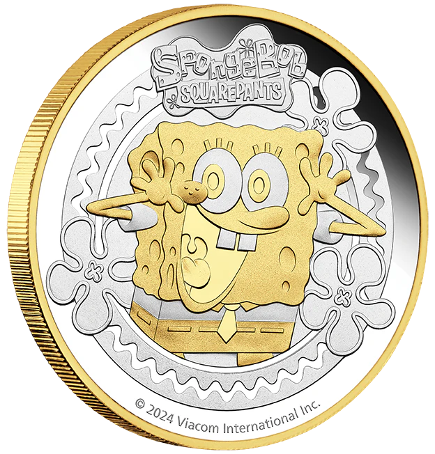 2024 Spongebob Squarepants 2oz Silver Proof Gilded Coin - Image 2