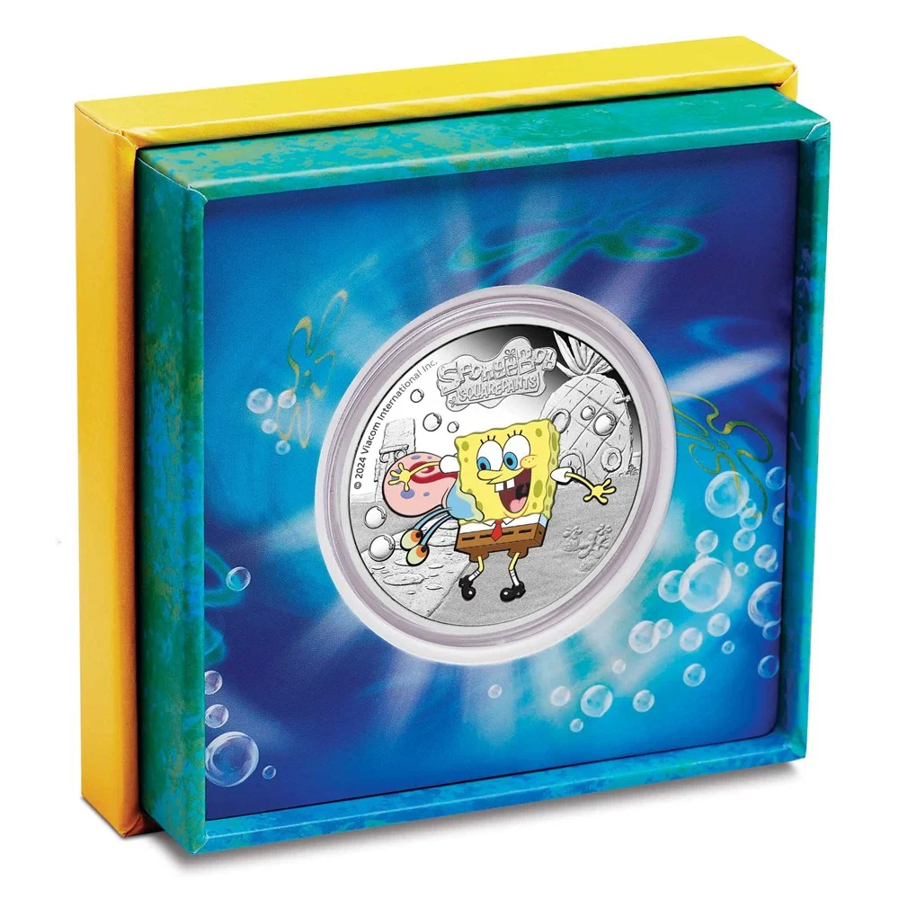 2024 SpongeBob SquarePants - SpongeBob and Gary 1oz Silver Proof Coloured Coin - Image 3
