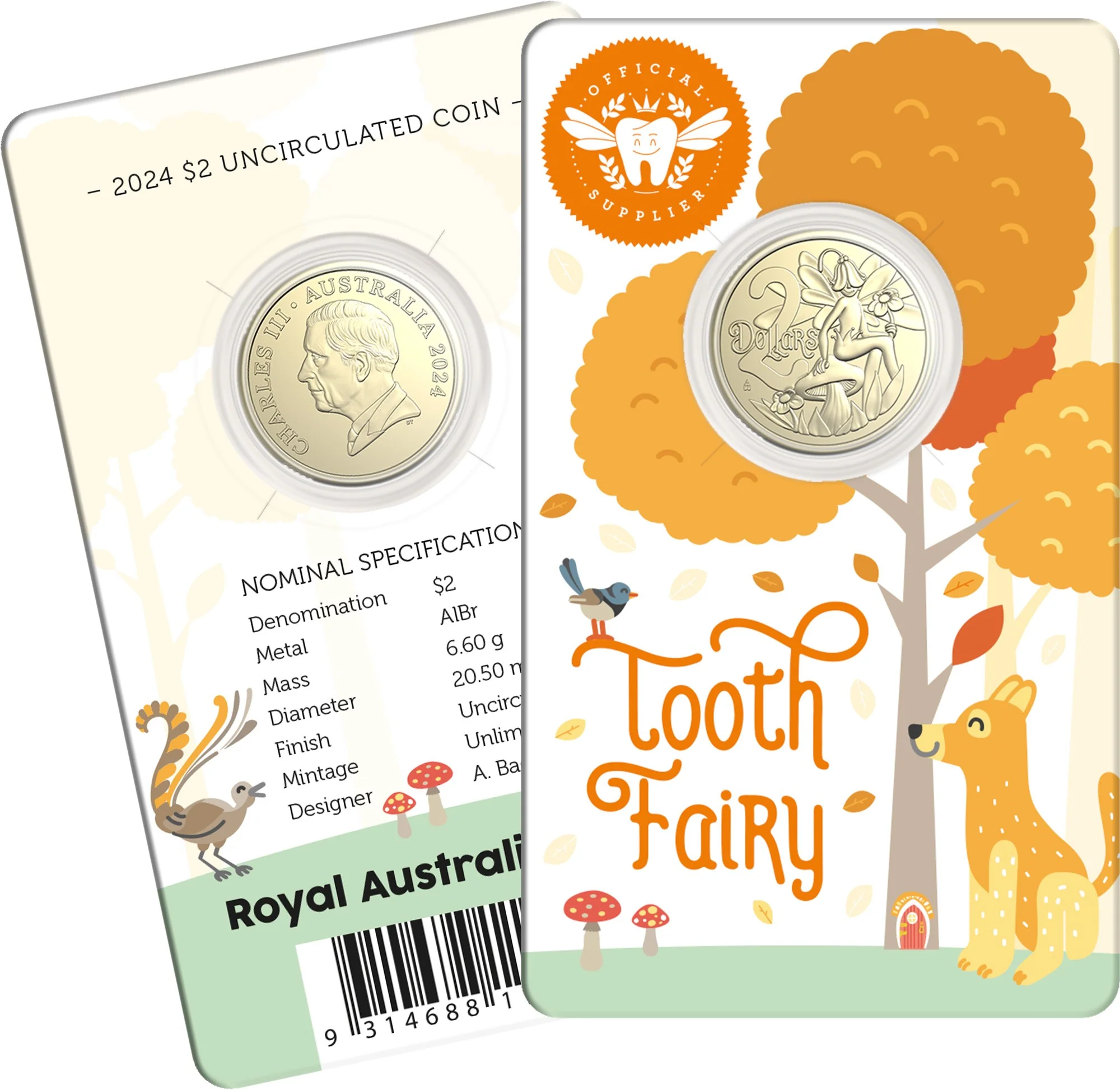 2024 Tooth Fairy $2 Coin on Card