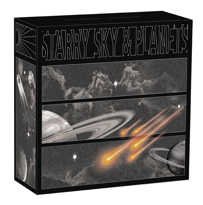 2024 Universe Starry Sky And Planets 5oz Silver Antiqued Coloured Coin - Image 2