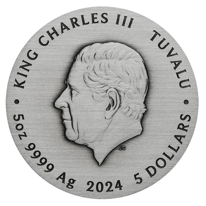 2024 Universe Starry Sky And Planets 5oz Silver Antiqued Coloured Coin - Image 4