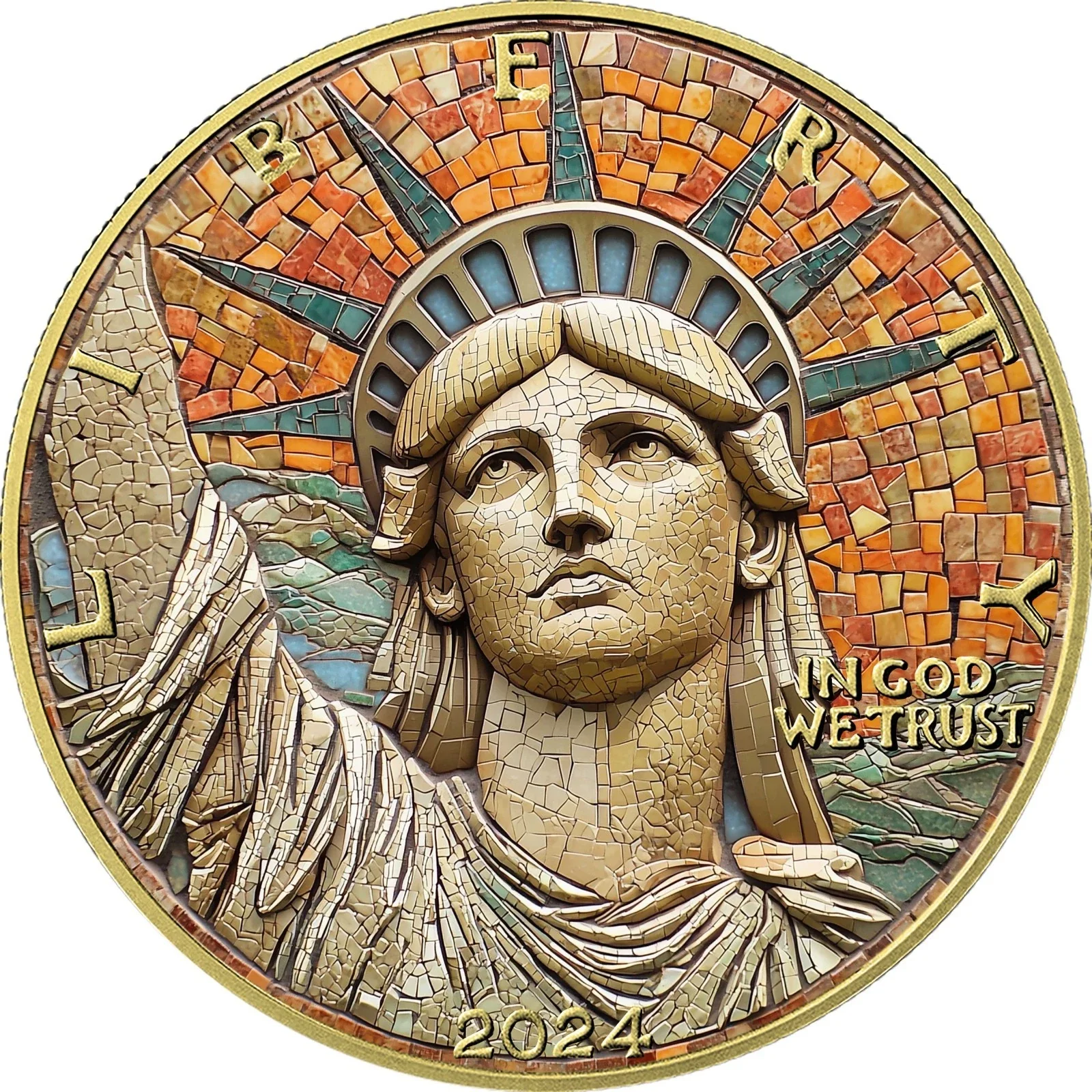 2024 US Eagle Mosaic Statue of Liberty 1oz Silver Coin