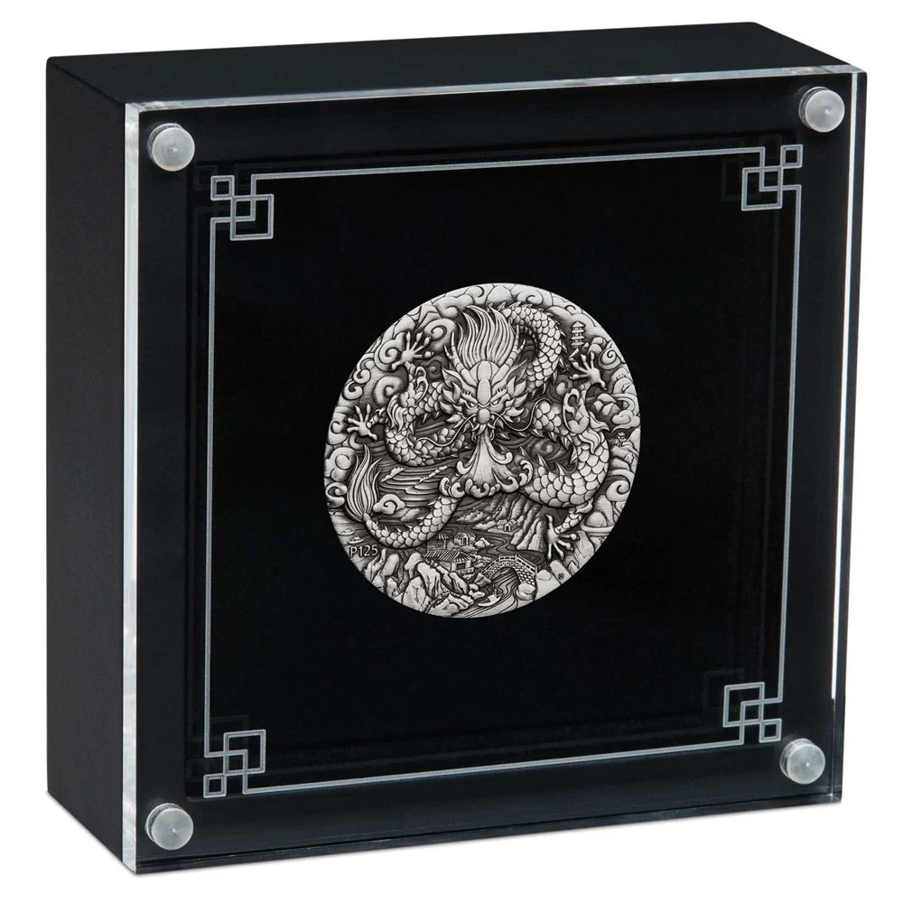 2024 Year of the Dragon 2oz Silver Antiqued Coin - Image 3