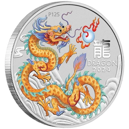 2024 Year of the Dragon 'Golden Dragon' 1oz Silver Coloured Coin in Card - ANA Show Special - Image 2