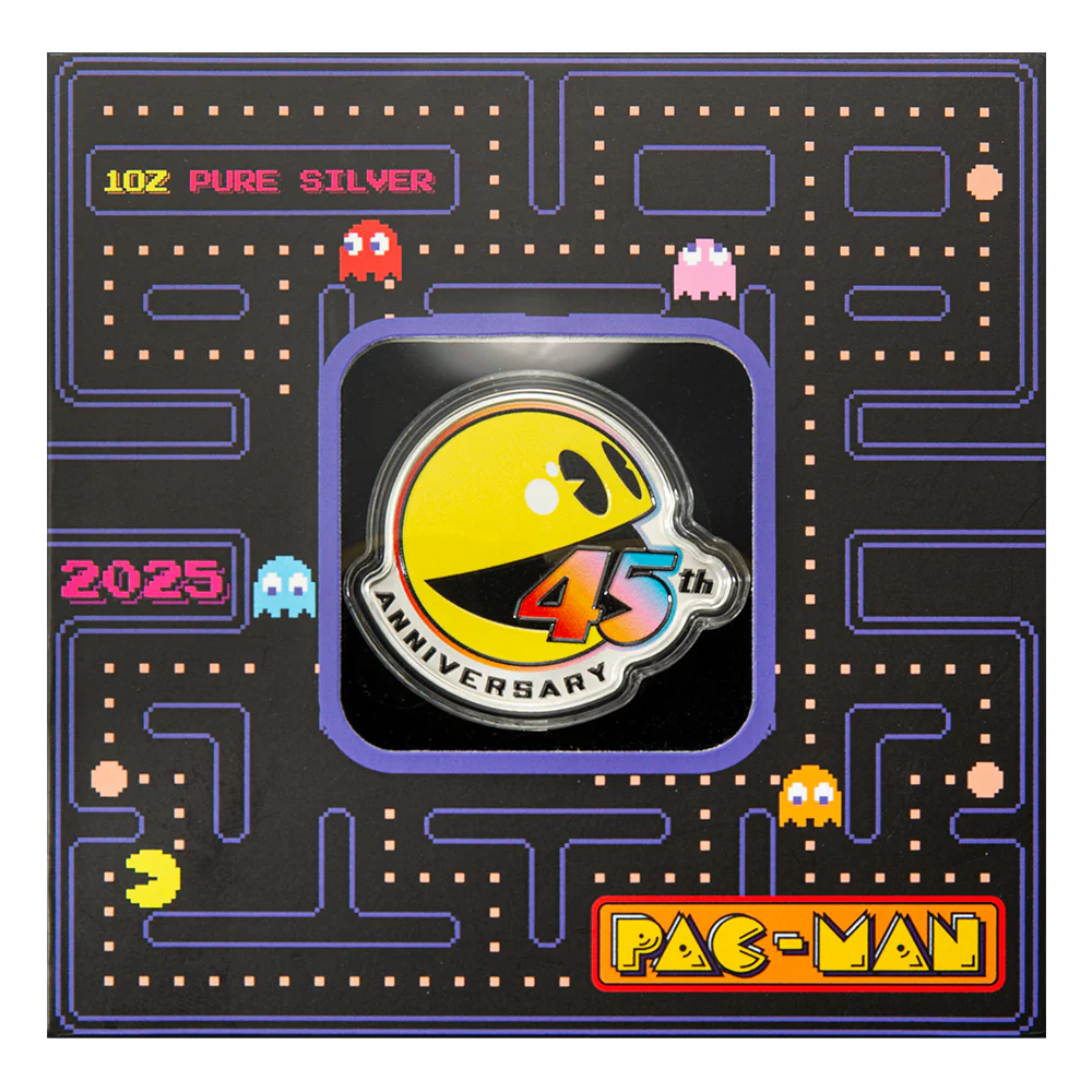 2025 1 oz Solomon Islands Pac-Man 45th Anniversary .9999 Silver Coloured Prooflike Coin - Image 3