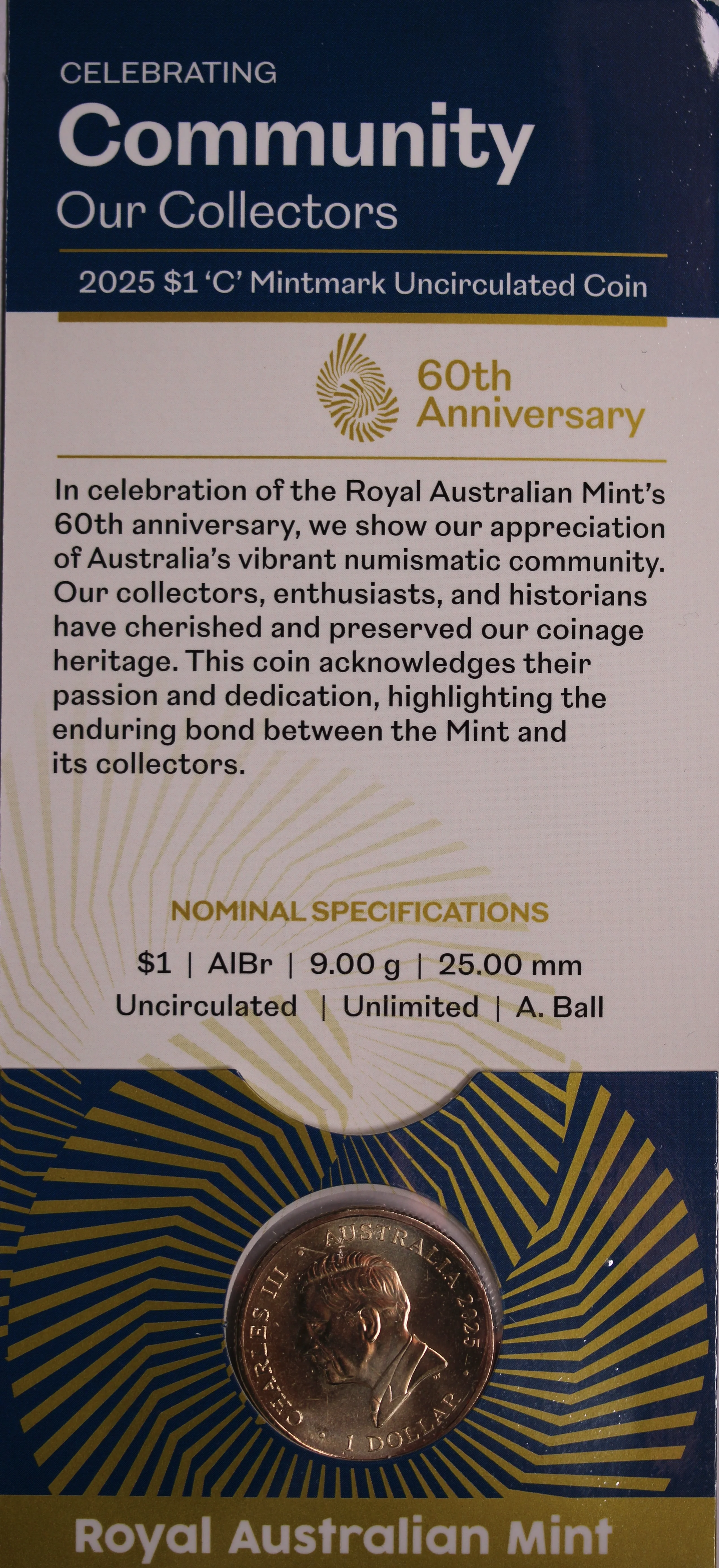 2025 $1 RAM 60th Anniversary Community Our Collectors - 'C' Mintmark - Image 2