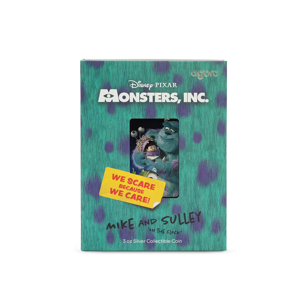 2025 Disney Monsters, Inc - Mike and Sulley on the Clock 3oz Silver Coin - Image 4