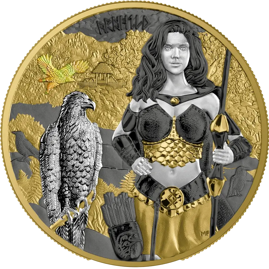 2025 5 Mark Valkyries: Arnhild Valhalla Germania Mint 1 oz Silver Coin - Image 2