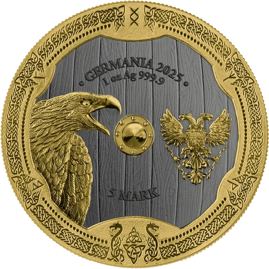 2025 5 Mark Valkyries: Arnhild Valhalla Germania Mint 1 oz Silver Coin - Image 3