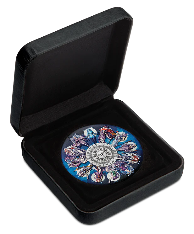 2025 5oz Zodiac Signs and Goddesses Silver Antiqued Coloured Coin - Image 4