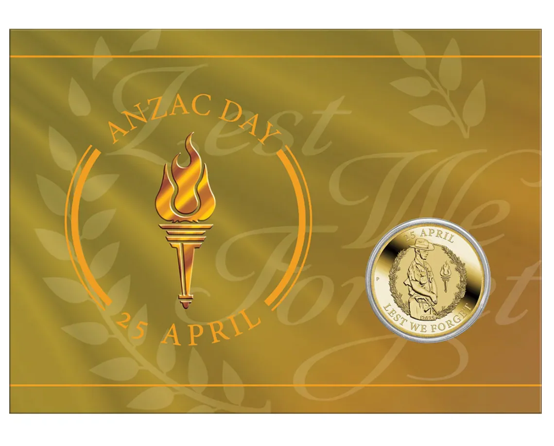 2025 ANZAC Day $1 Coin In Card