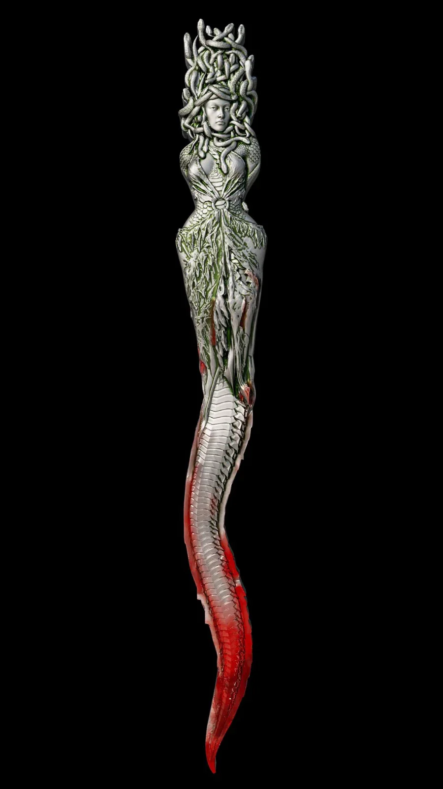 2025 Cameroon Medusa Dagger Antiqued High Relief Crimson Enamel 2oz Silver Coin