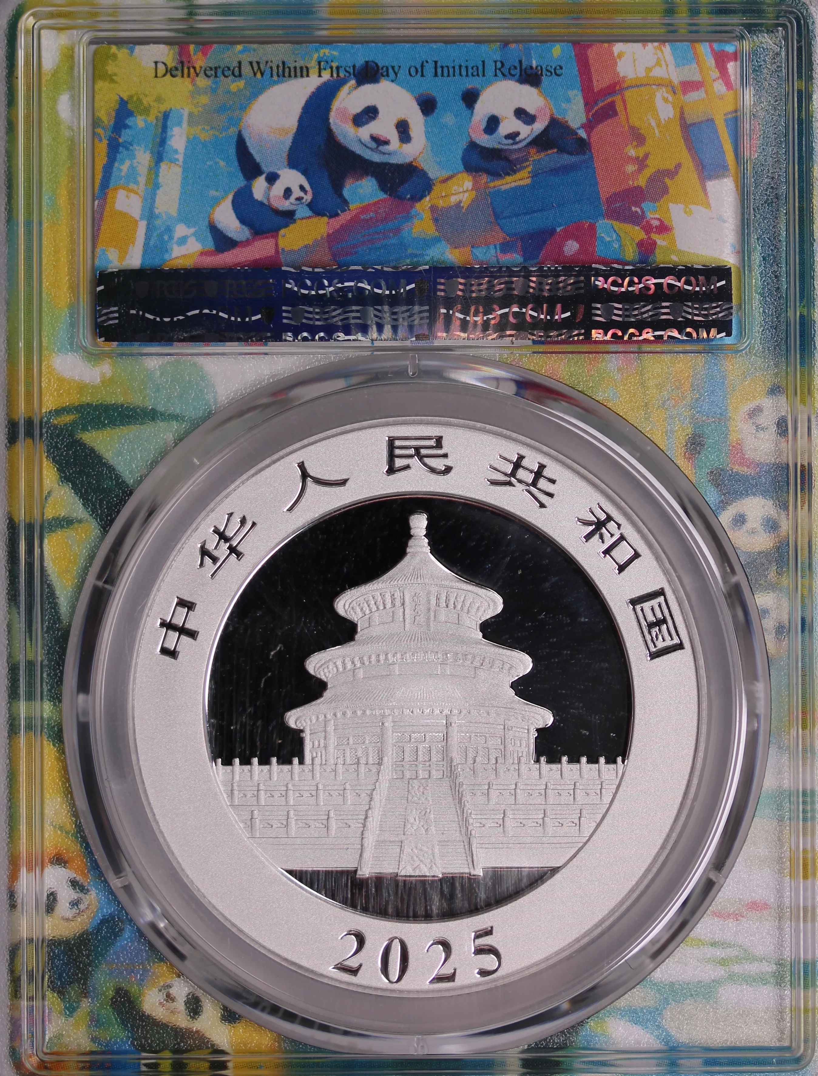 2025 China 10 Yuan 30 gram Silver Panda Coin MS70 First Release (Bamboo Slab Design) - Image 2