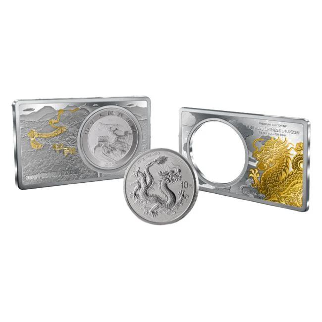 2025 Chinese 1oz Silver Dragon Coin with 2oz Gilded Silver Bar Premium Edition Set - Image 3