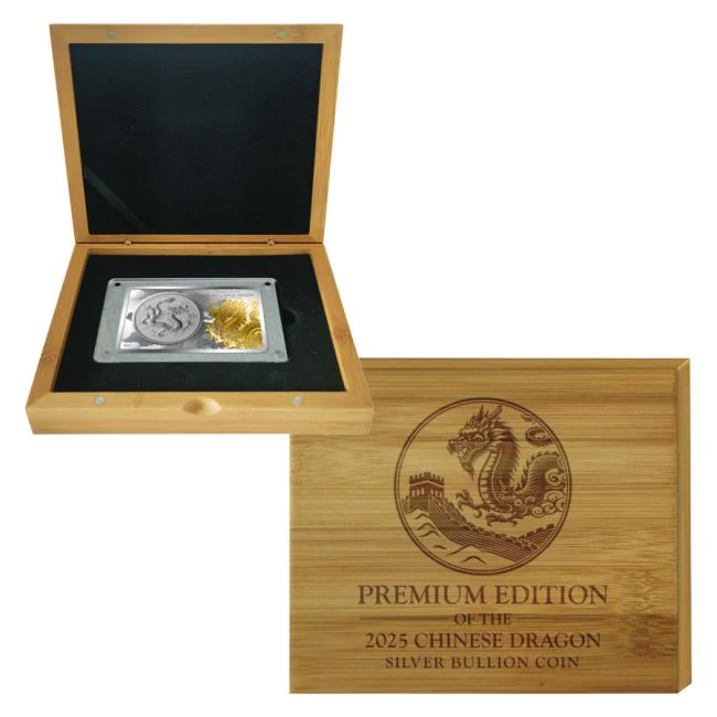 2025 Chinese 1oz Silver Dragon Coin with 2oz Gilded Silver Bar Premium Edition Set - Image 4