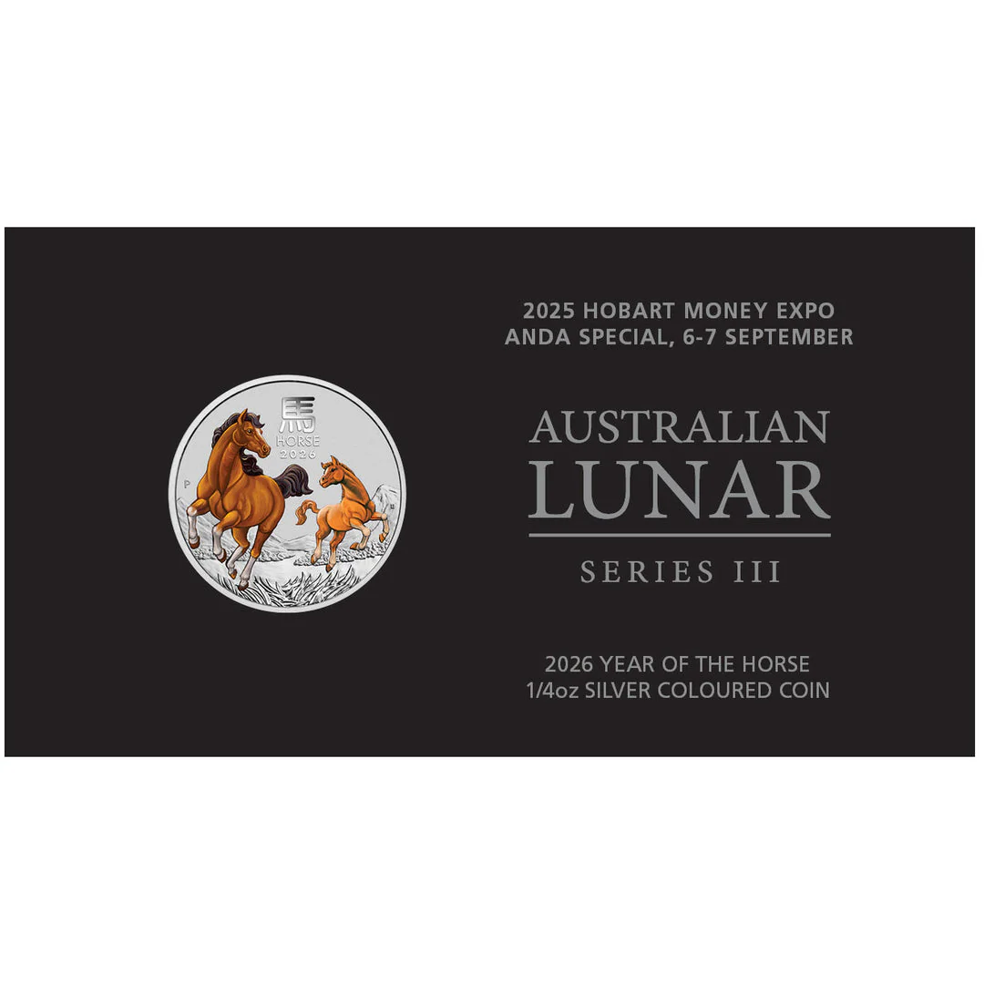 2025 Hobart Money Expo 2026 Year of the Horse 1/4oz Silver Coin