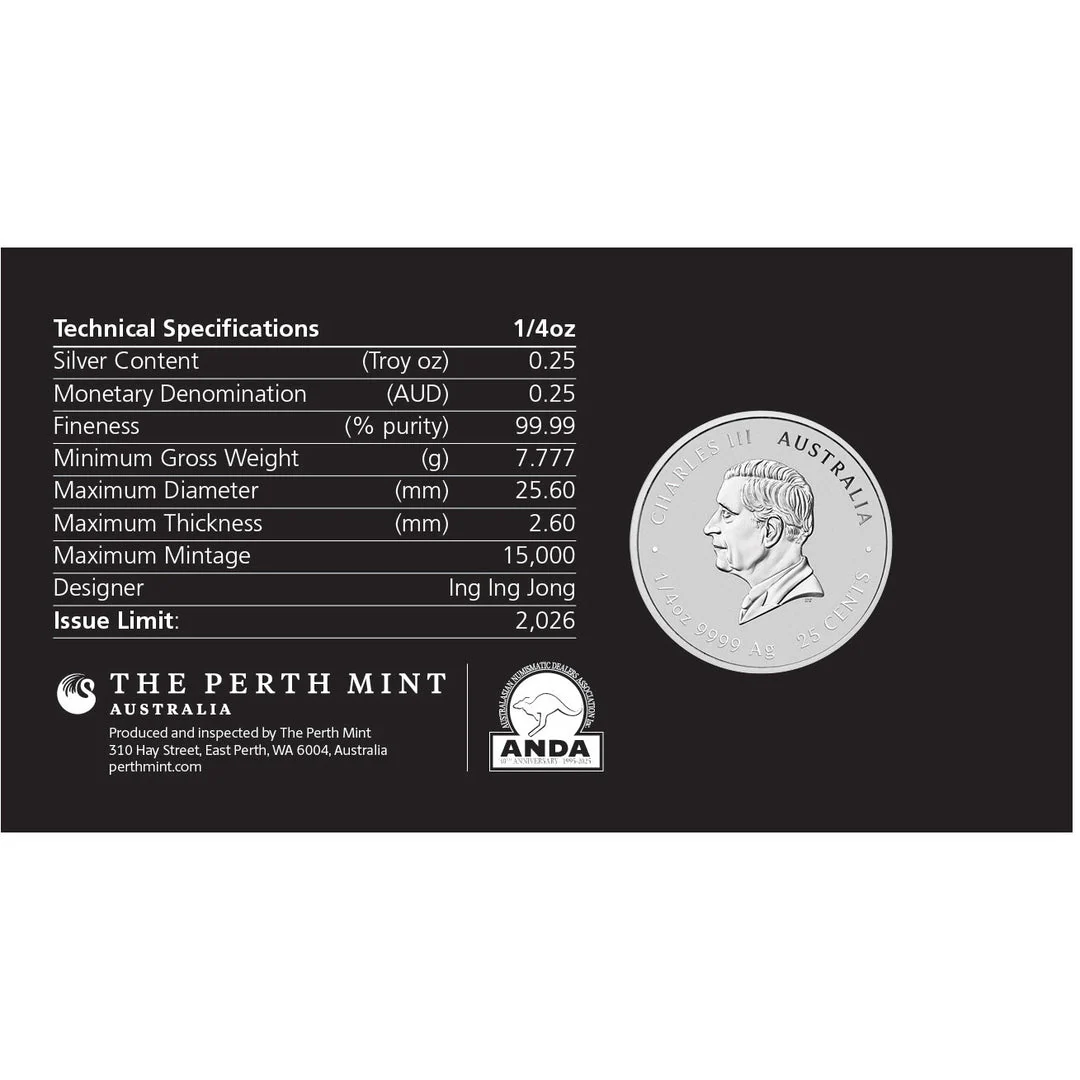 2025 Hobart Money Expo 2026 Year of the Horse 1/4oz Silver Coin - Image 2
