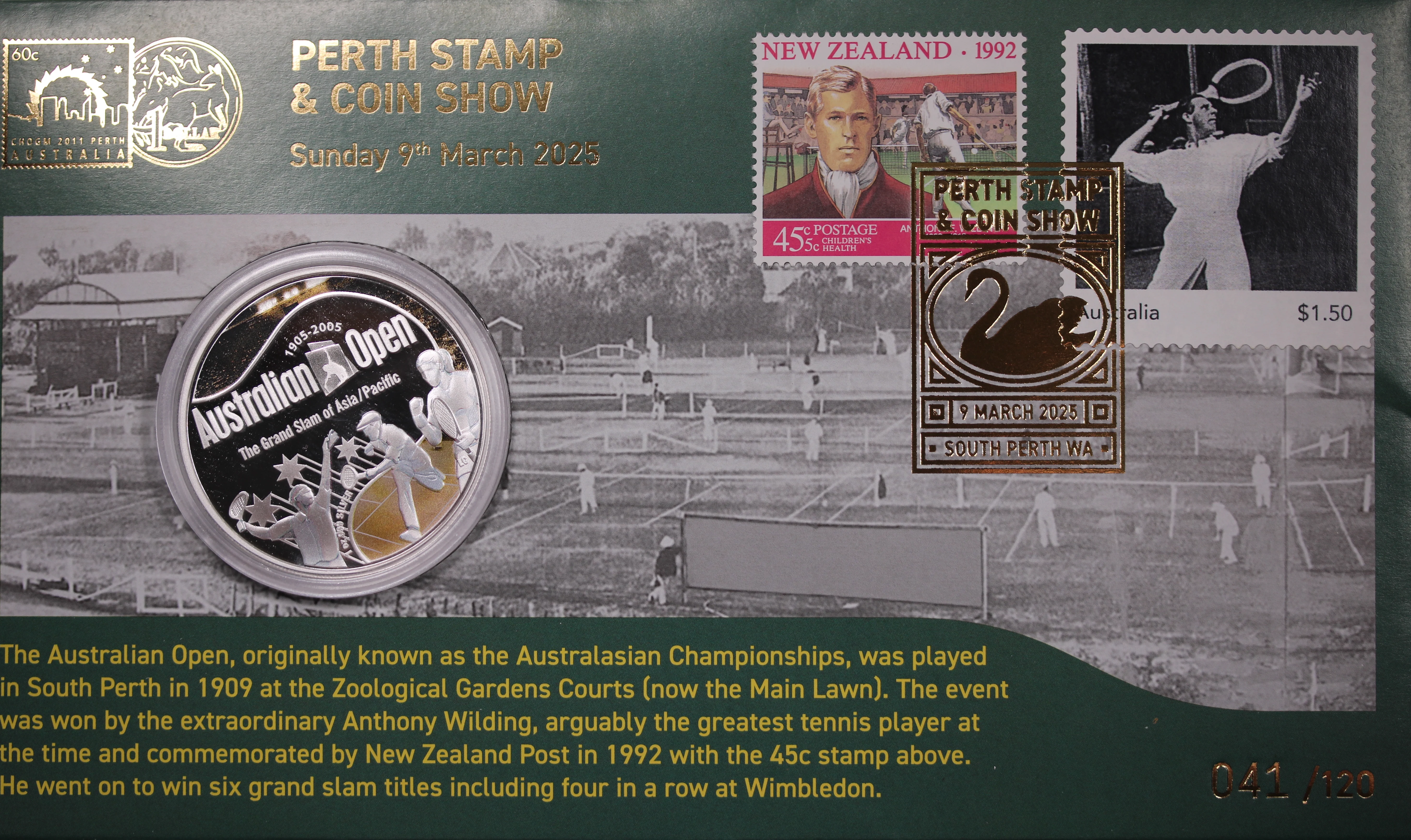 2025 Perth Stamp and Coin Show Set of 3 Australian Open PNCs