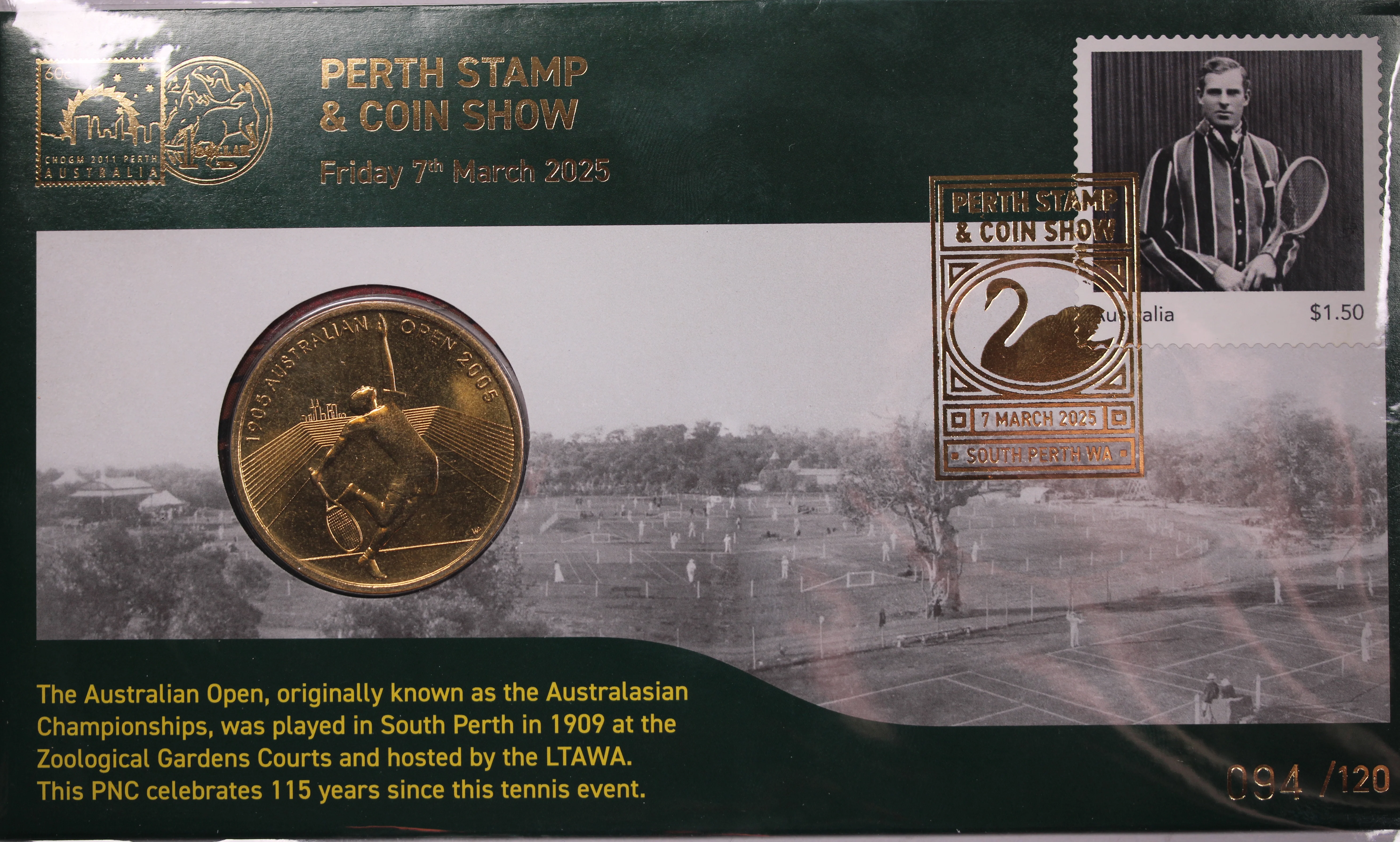 2025 Perth Stamp and Coin Show Set of 3 Australian Open PNCs - Image 2