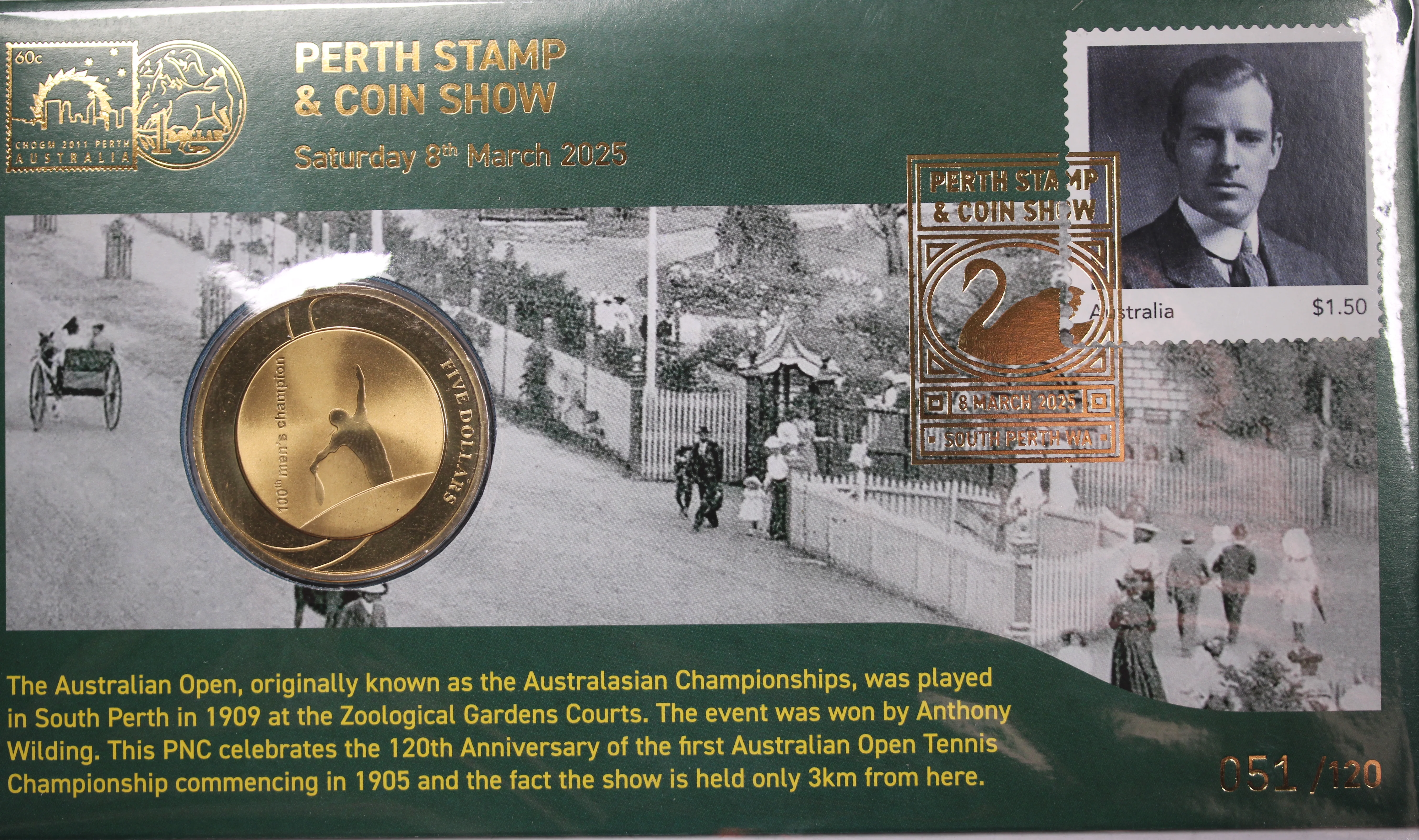 2025 Perth Stamp and Coin Show Set of 3 Australian Open PNCs - Image 3