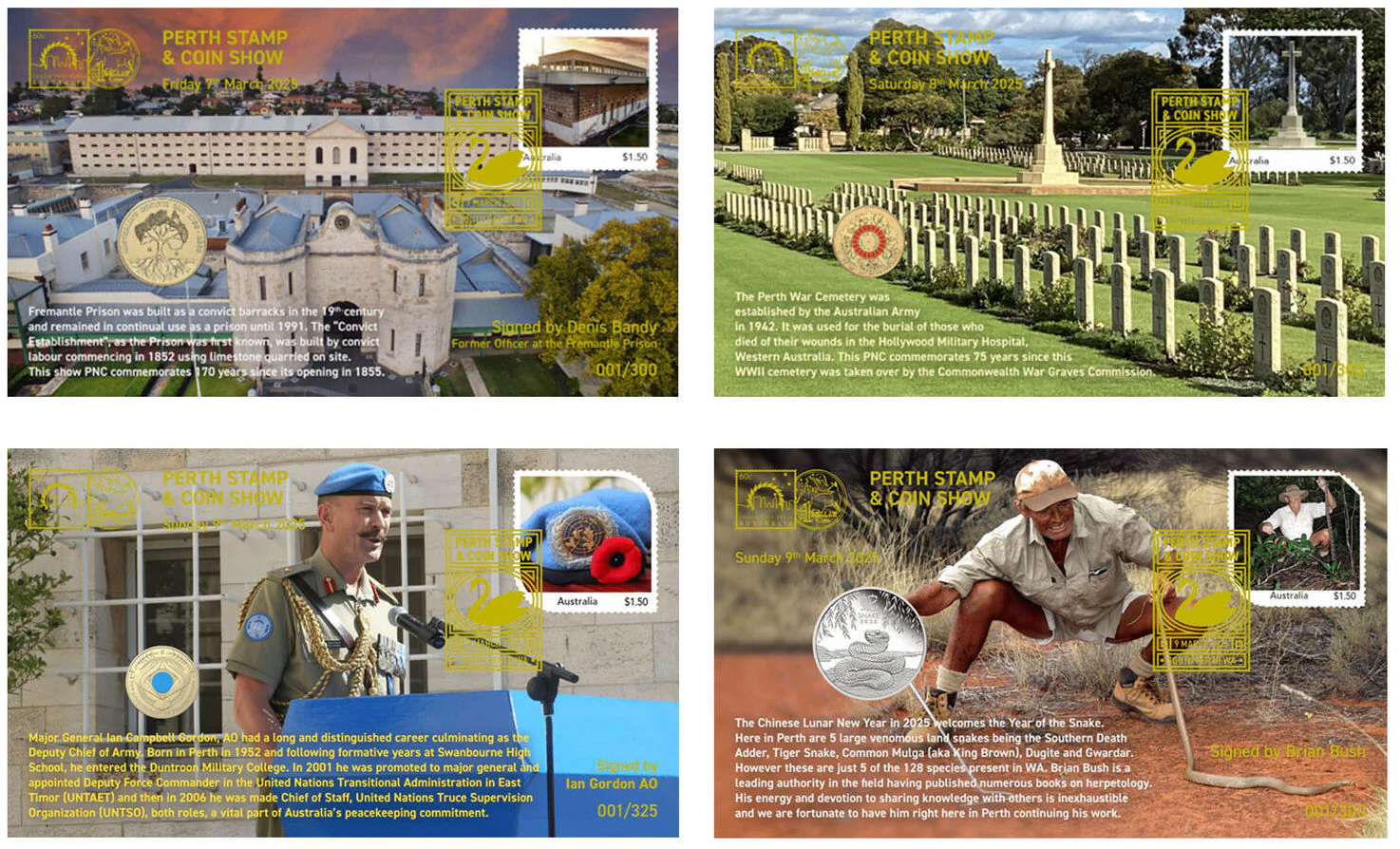 2025 Perth Stamp & Coin Show PNC set of 4