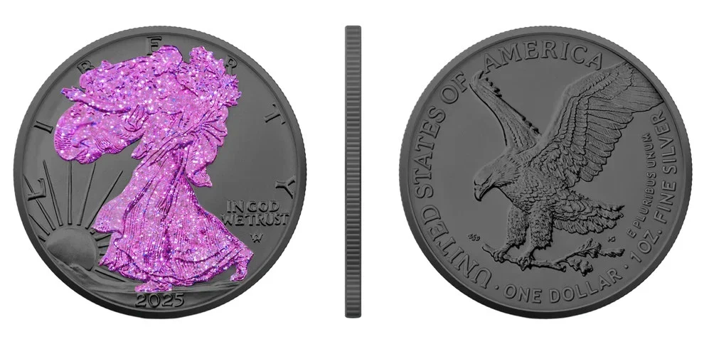 2025 US Eagle Dark Rose Holo Edition 1oz Silver Coin - Image 3