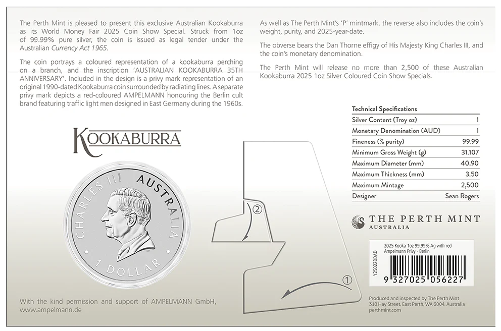 2025 WMF Kookaburra 1oz Silver Colored Coin - Image 2
