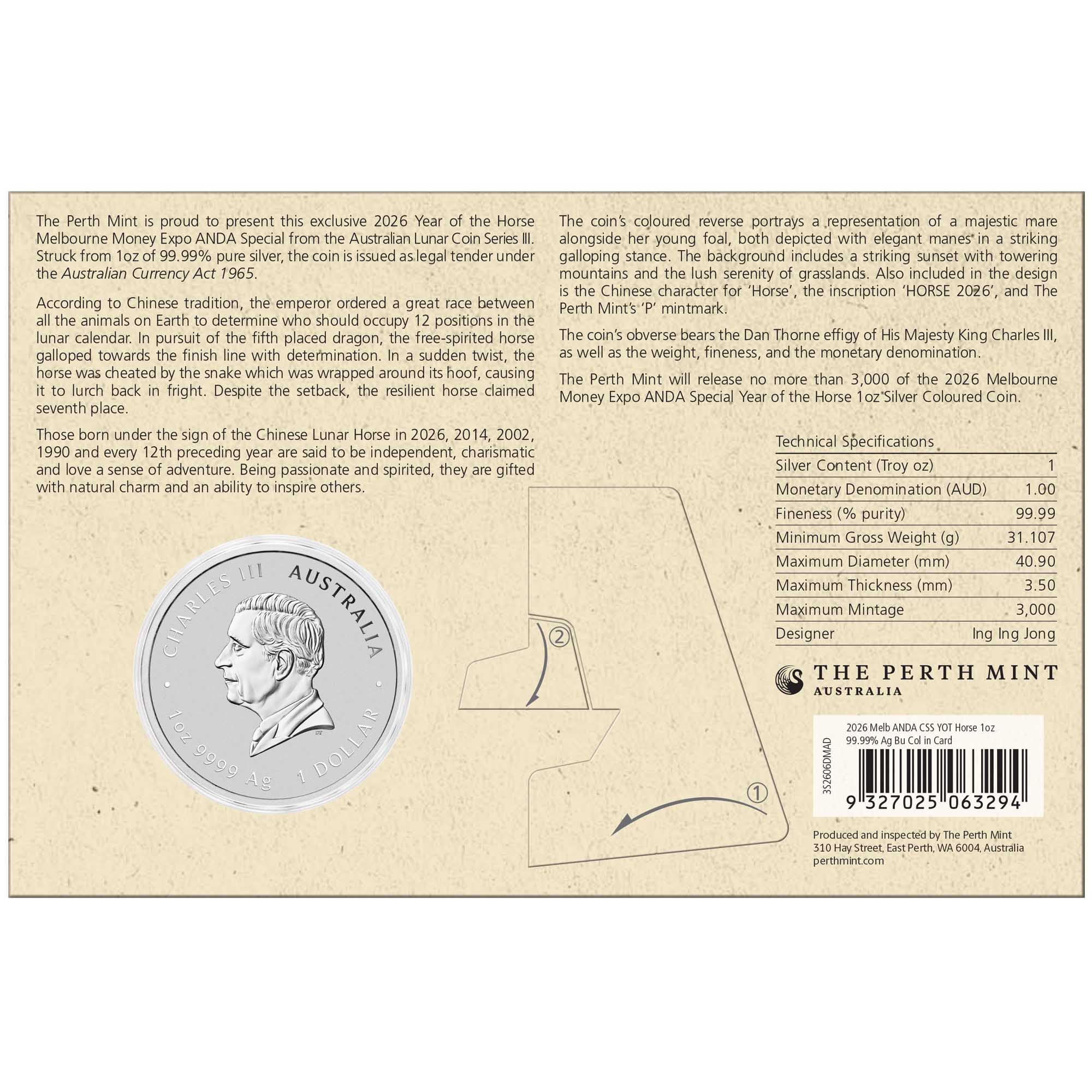 2026 $1 Year of the Horse 1oz Silver Coloured Coin - ANDA Melbourne Money Expo - Image 5