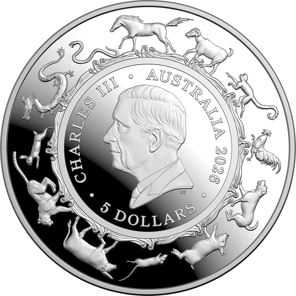 2026 $5 1oz Fine Silver Proof Domed Coin Lunar Year Of The Horse - Image 2