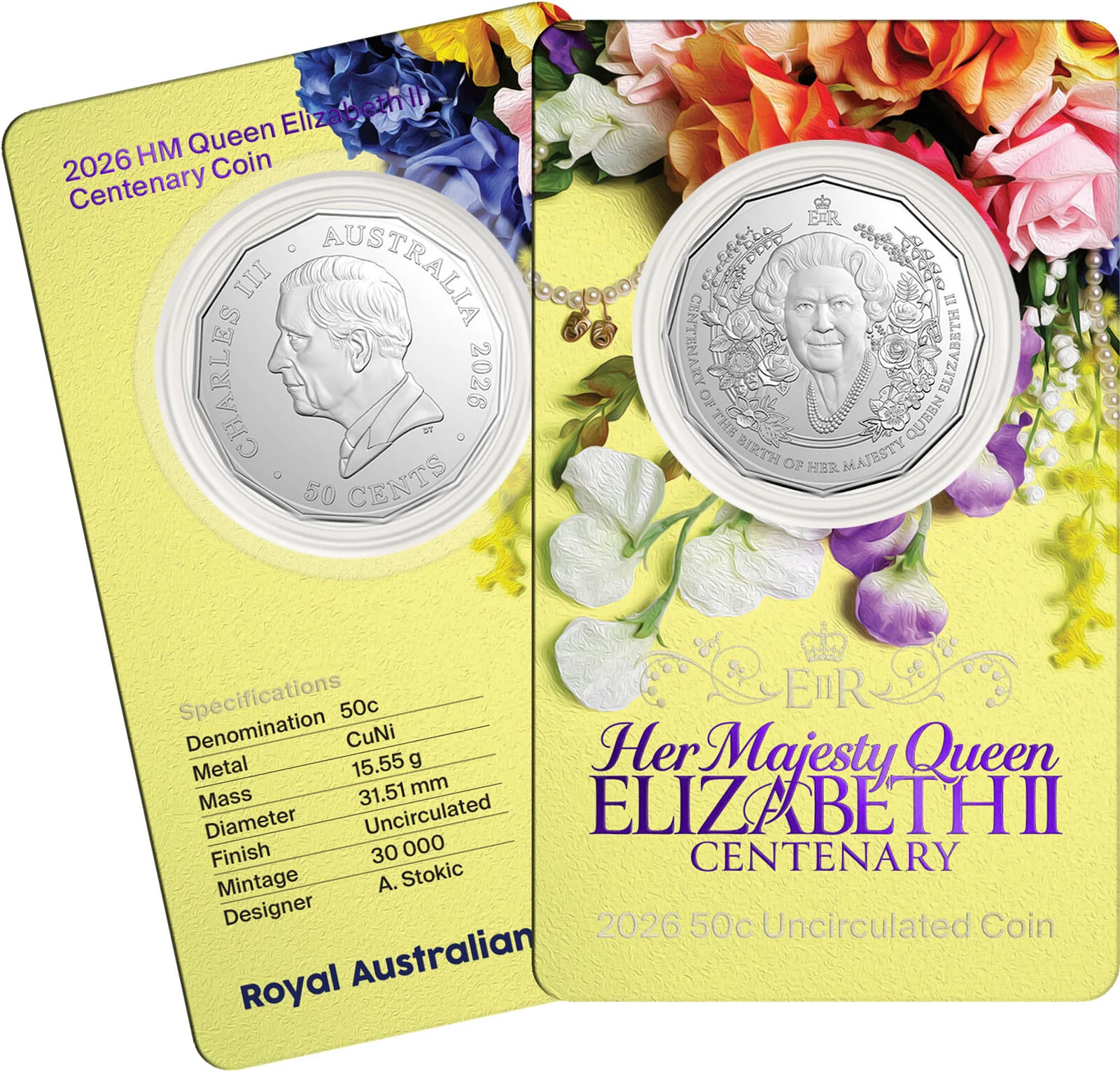 2026 50c Uncirculated Coin – HM Queen Elizabeth II Centenary of Birth