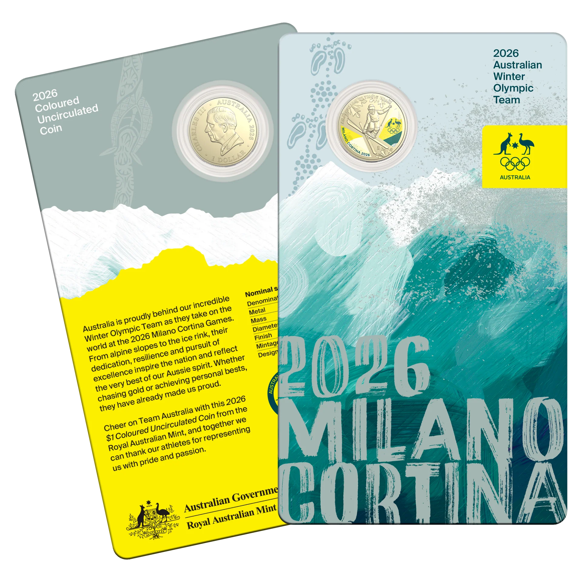 2026 Australian Winter Olympic Team - $1 UNC Coloured Coin - Image 2